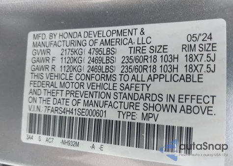 2025 Honda Cr-V Ex Awd z USA, uszkodzony, nr VIN 7FARS4H41SE000601